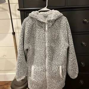 Cozy Gray Sherpa Zip-Up Fleece